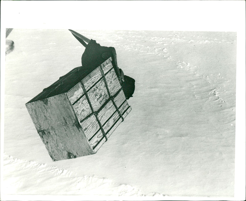 Supplies are released from flow to the British trans-Arctic expedition - Vintage Photograph