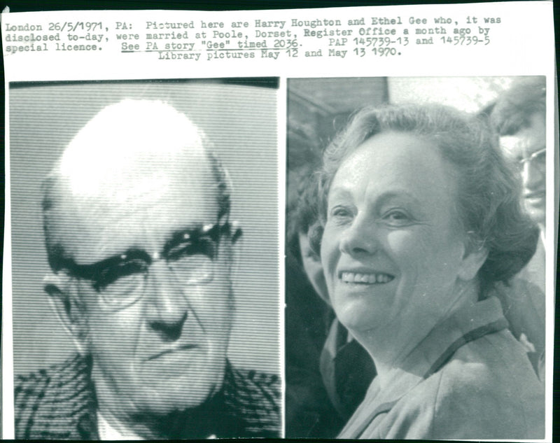 /1971 , : Pictured here are Harry Houghton and Ethel Gee who , it was to - - Vintage Photograph