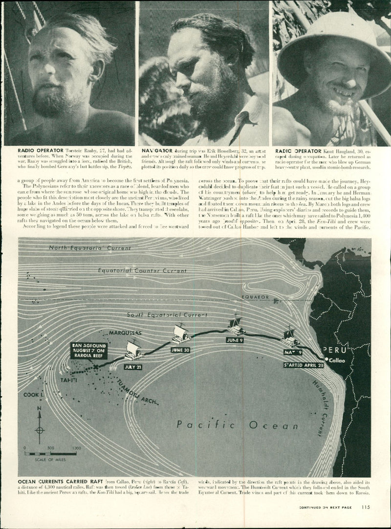 Newspaper article from the Kon-Tiki expedition - Vintage Photograph