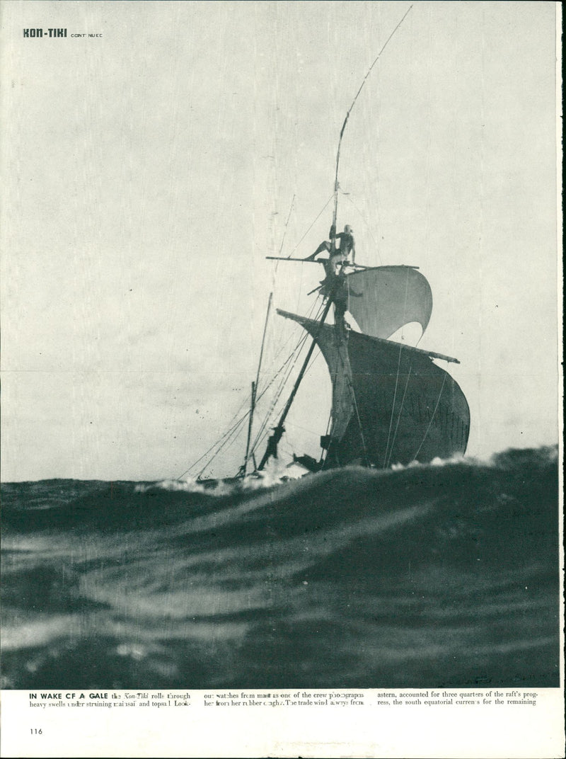 Newspaper article from the Kon-Tiki expedition - Vintage Photograph