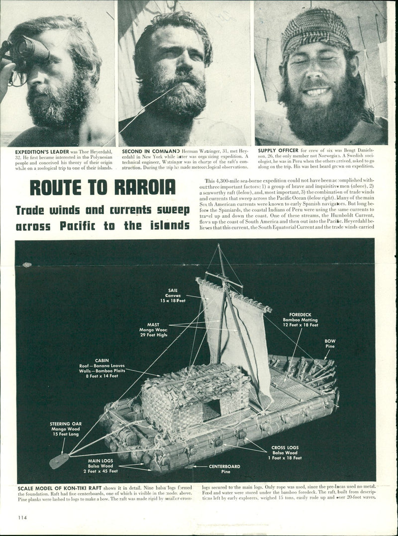 Newspaper article from the Kon-Tiki expedition - Vintage Photograph