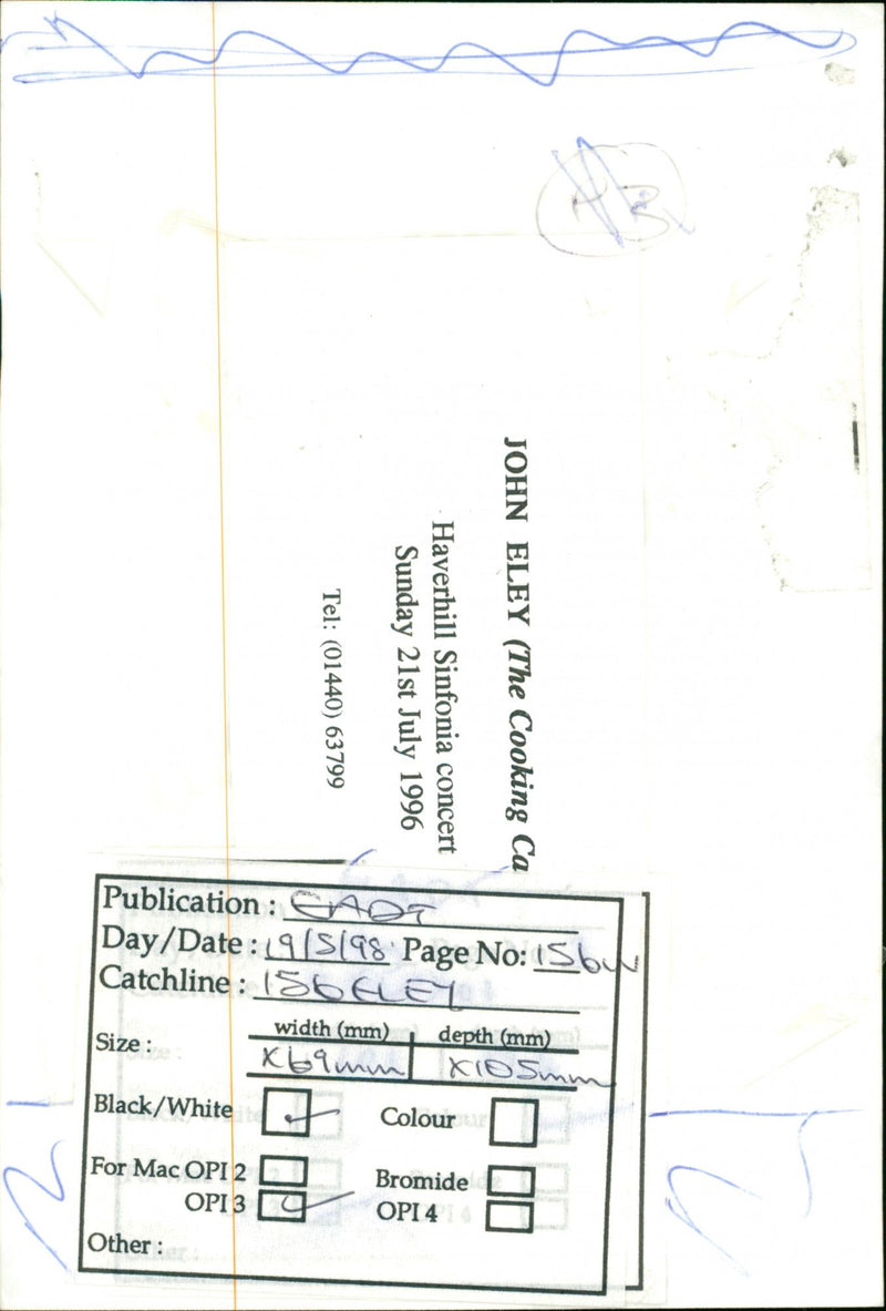 1996 BLACK WHITE CONCERT JOHN - Vintage Photograph