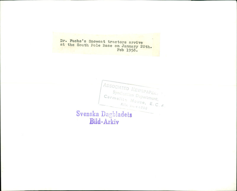 1958 BASE SVENSKA DAGBLADETS CARMELITE INHERITANCE ARKIV EXPEDITION ANTARCTIC - Vintage Photograph