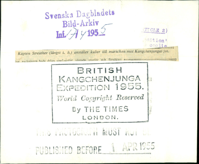 1955 DAGBLADETS KANGCHENJUNGA SCENES KANGCHENJUNGAS PUBLISHED EXPEDITION BRITISH - Vintage Photograph