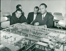Russian group at the model of the technical department - Vintage Photograph