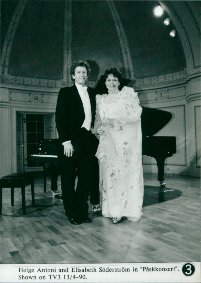 Helge Antoni and Elisabeth Söderström in "Easter Concert" appear on TV 3 - Vintage Photograph