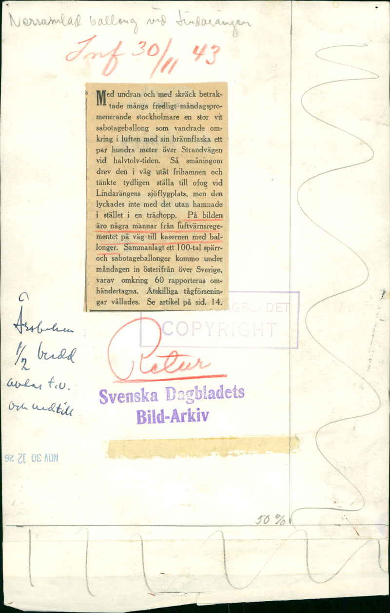 Sabotage balloons - Vintage Photograph