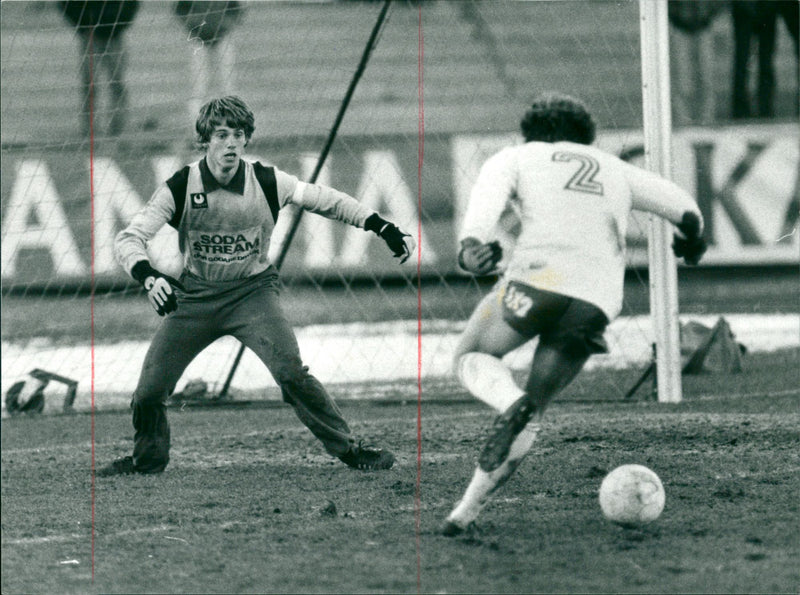 Thomas Wernersson in the goal cage - Vintage Photograph