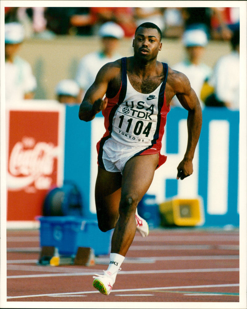 Leroy Burrell in the 200 meters race - Vintage Photograph