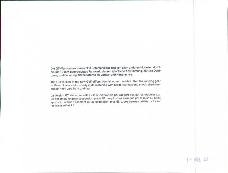 VW Golf GTI - Vintage Photograph