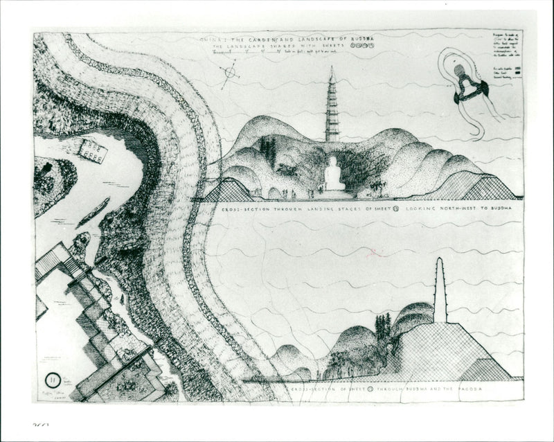 The Gardens  and Landscape  of Buddha. - Vintage Photograph