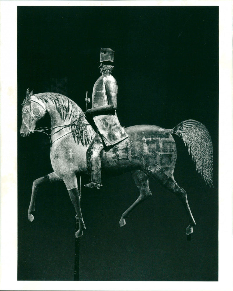 Fine and Rare Molded & Gilded Copper & Zinc Horse & Rider Weathervane - Vintage Photograph
