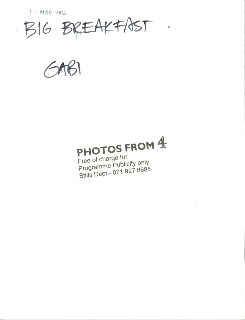 Big Breakfast Gaby - Vintage Photograph