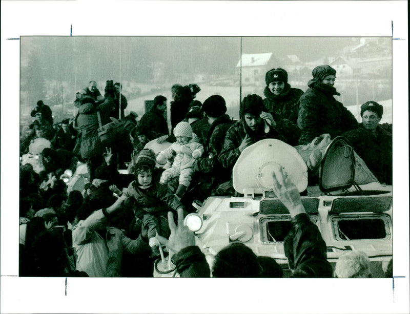 People ride on the tank - Vintage Photograph