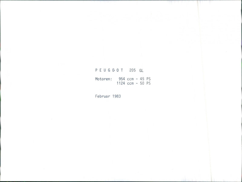 Peugeot 205 GL 1983 - Vintage Photograph
