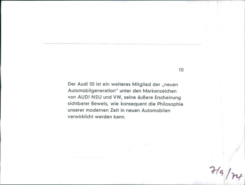 Back View of 1974 Audi 50GL - Vintage Photograph