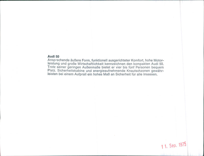 Side View of 1974 Audi 50GL - Vintage Photograph