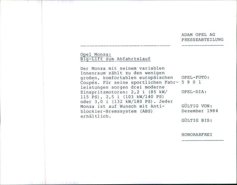 Opel Monza - Vintage Photograph