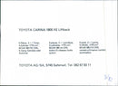 Toyota Carina 1800 XE Liftback - Vintage Photograph