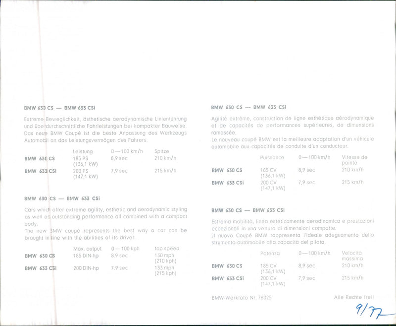 BMW 633 CSi - Vintage Photograph