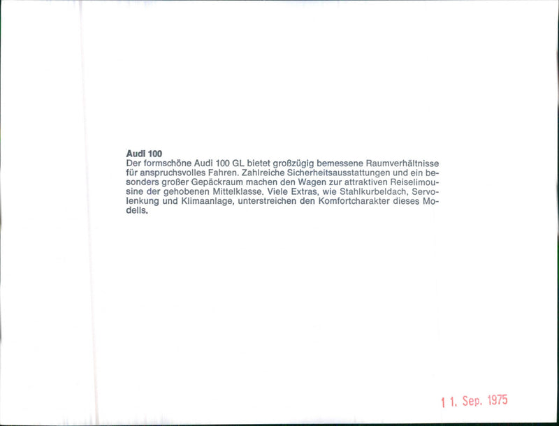 Back View of 1975 Audi 100 - Vintage Photograph