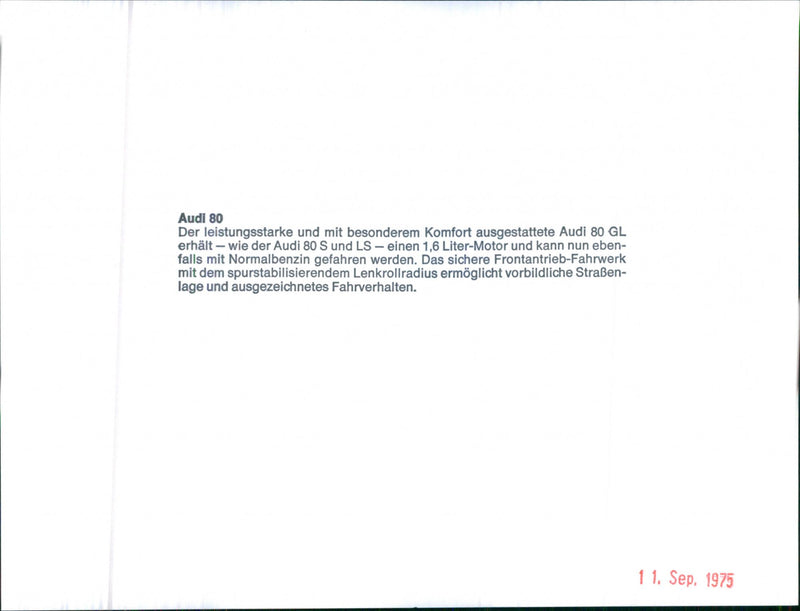 1975 Audi 80 - Vintage Photograph