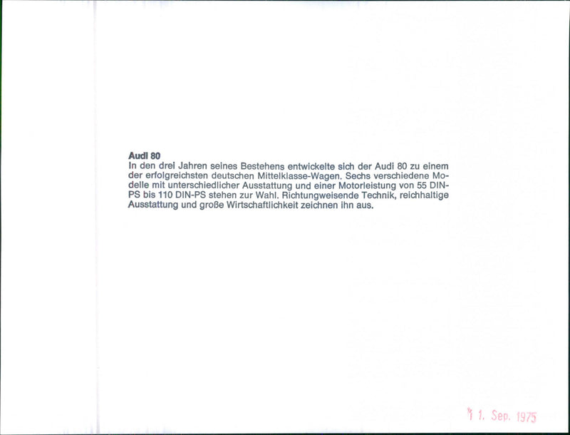 1975 Audi 80 - Vintage Photograph