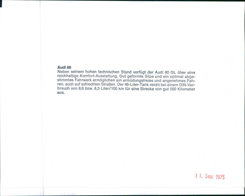 Back View of 1975 Audi 80 - Vintage Photograph