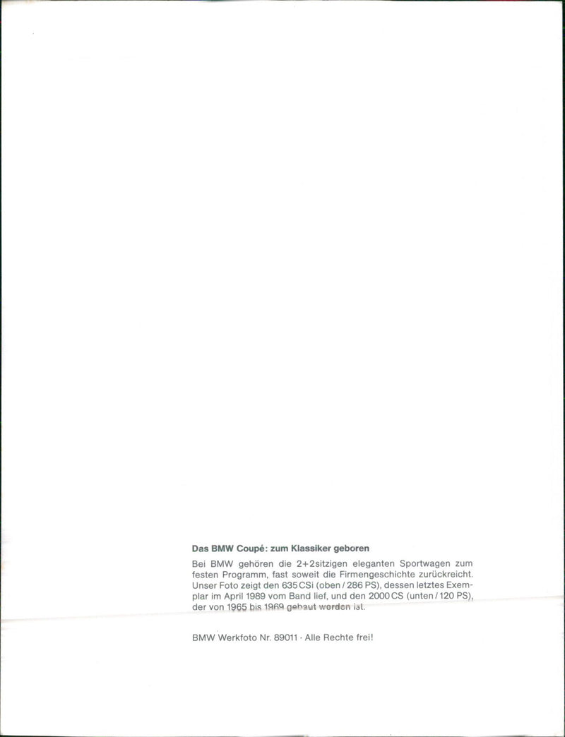 The BMW Coupé 1989 - Vintage Photograph