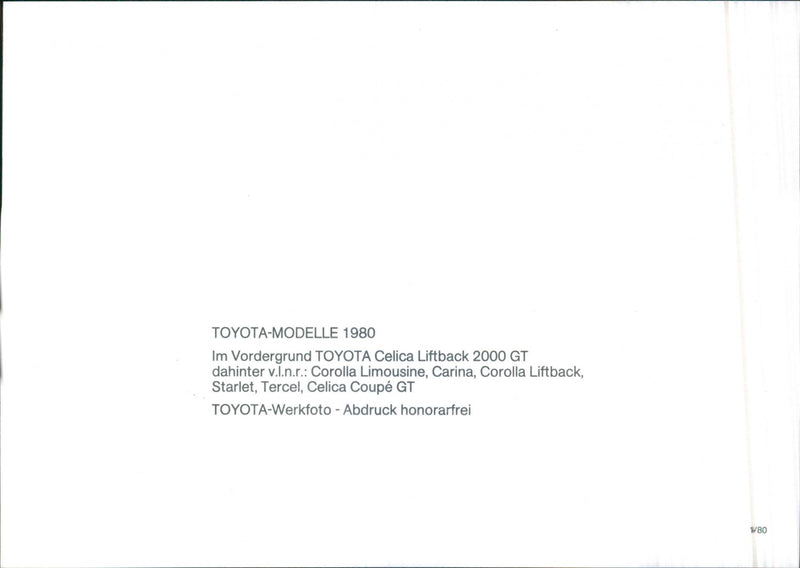 Toyota Modelle - Vintage Photograph