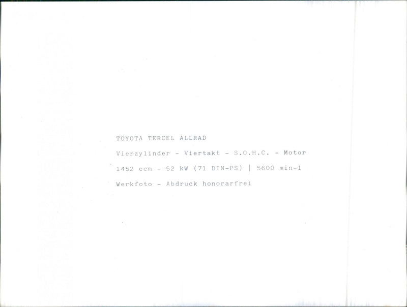 Toyota Tercel 4WD Wagon - Vintage Photograph