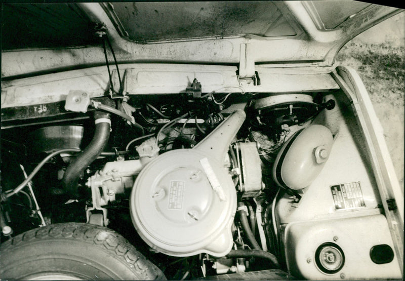 Engine of 1970 Fiat 128 - Vintage Photograph