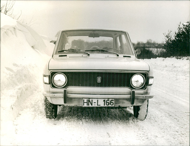 Front View of 1970 Fiat 128 - Vintage Photograph
