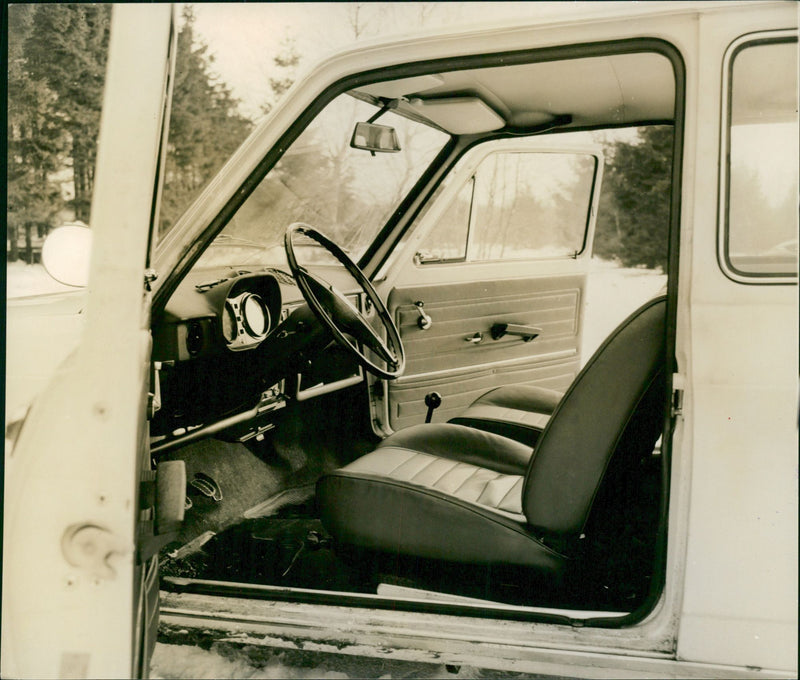 Front Seat of 1970 Fiat 128 - Vintage Photograph