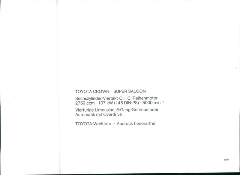 Toyota Crown Super Saloon - Vintage Photograph