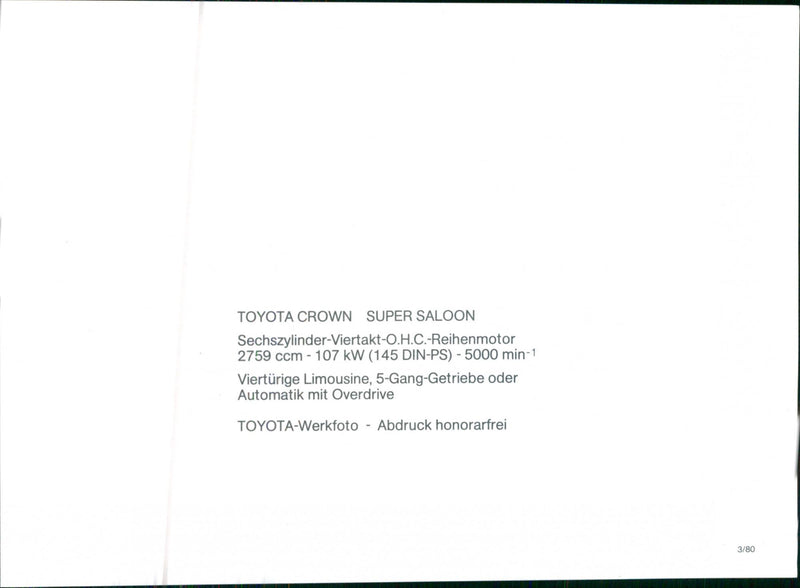 Toyota Crown Super Saloon - Vintage Photograph