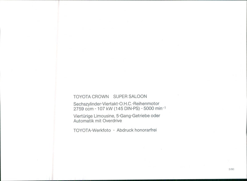 Toyota Crown Super Saloon - Vintage Photograph