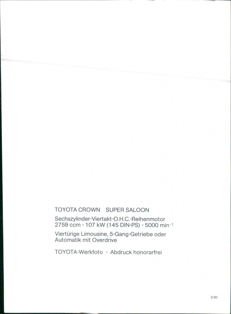 Toyota Crown Super Saloon - Vintage Photograph