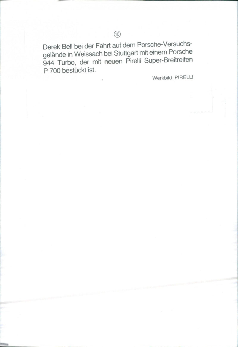 S - HU G.
944 Turbo , der mit neuen Pirelli Super - Breitreifen P 700 bestu - Vintage Photograph