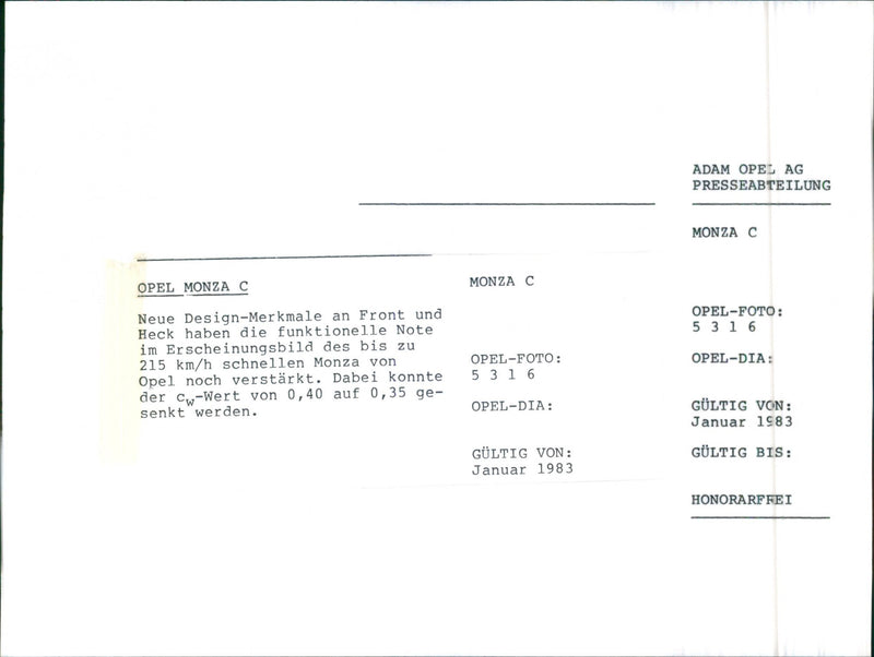 Opel Monza C - Vintage Photograph