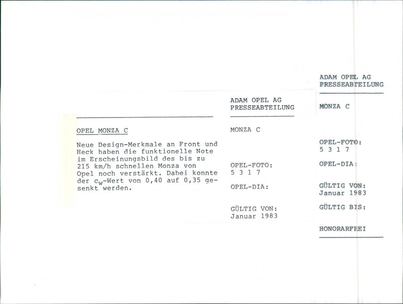 Opel Monza C - Vintage Photograph