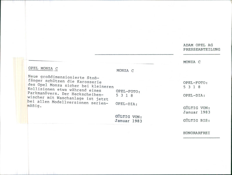 Opel Monza C - Vintage Photograph