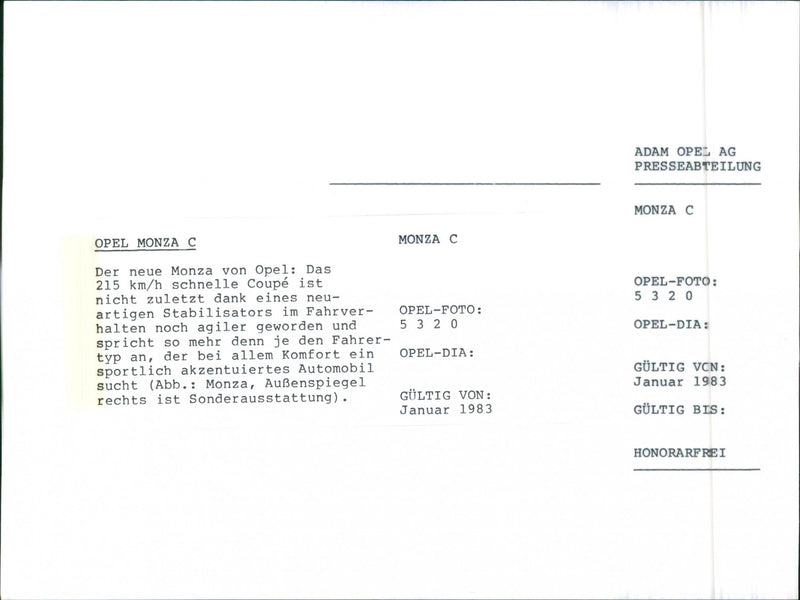 Opel Monza C - Vintage Photograph