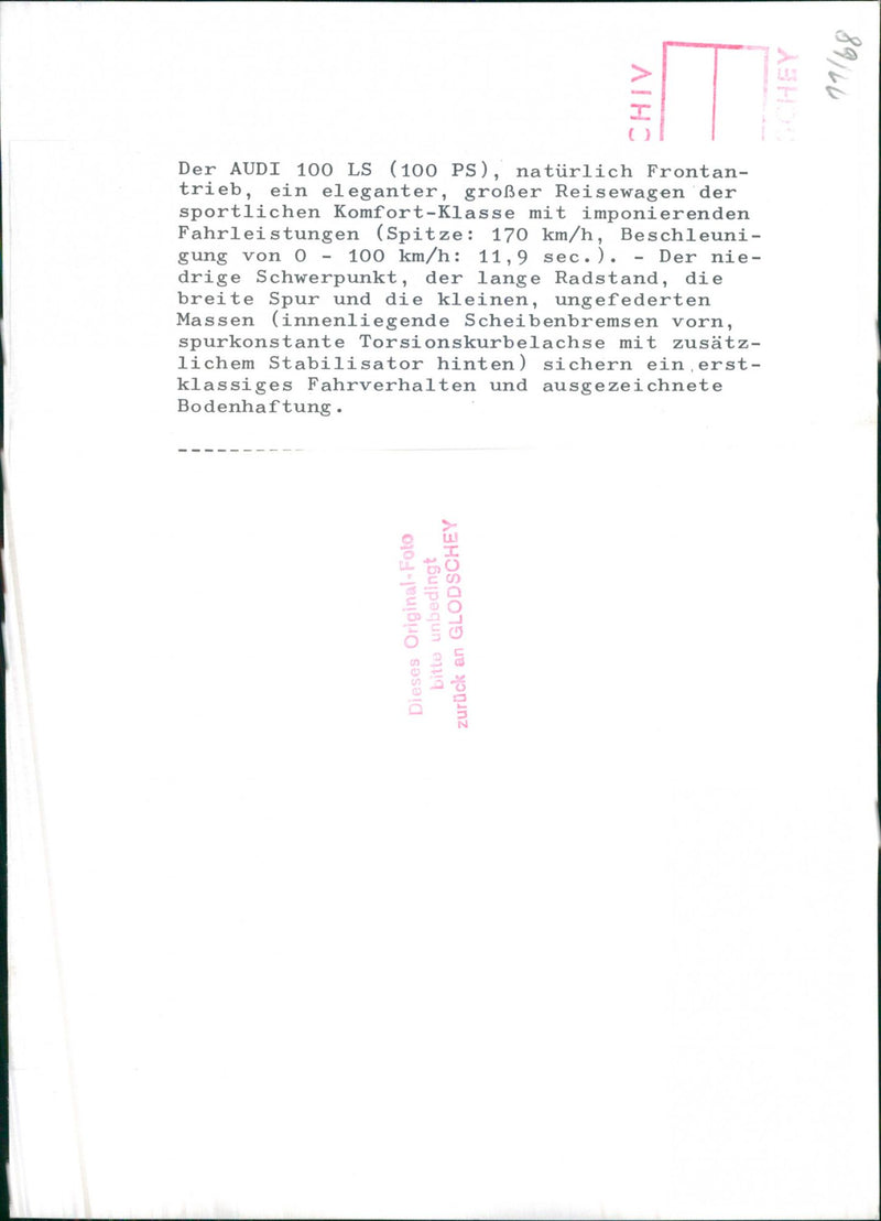 Audi 100 LS (100 hp) - Vintage Photograph