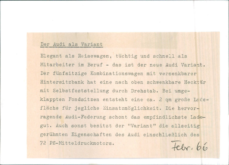 Audi Variant - Vintage Photograph