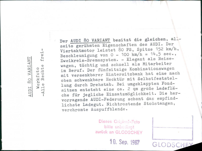 Audi 80 Variant - Vintage Photograph