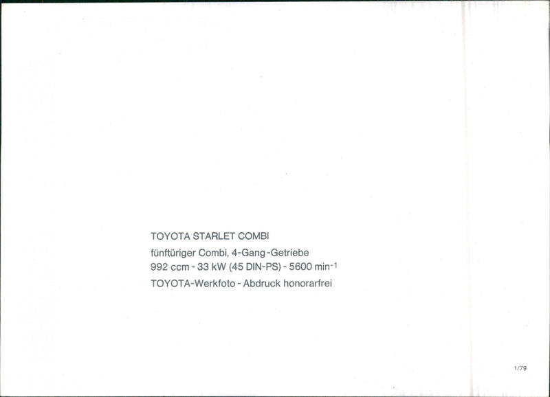 Toyota Starlet Combi - Vintage Photograph