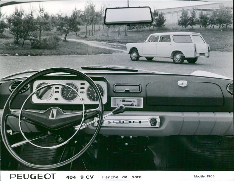 Steering Wheel and Dashboard of 1968 Peugeot 404 - Vintage Photograph