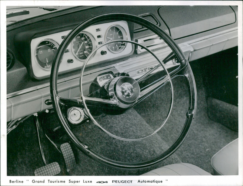 Steering Wheel and Dashboard of Peugeot 404 Berline Super Luxe - Vintage Photograph