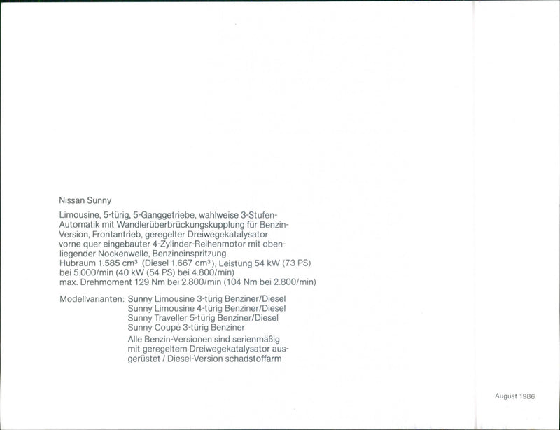 Nissan Sunny - Vintage Photograph